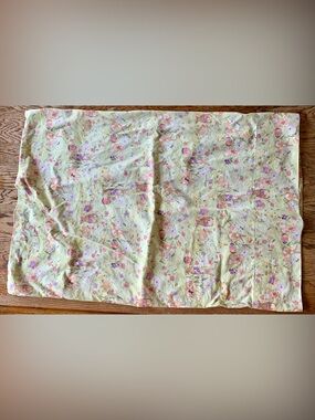 vintage style whimsical pillowcase pastel Easter bunny florals soft green